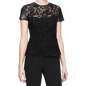Ralph Lauren Black Label Lana Leather & Lace Top 8